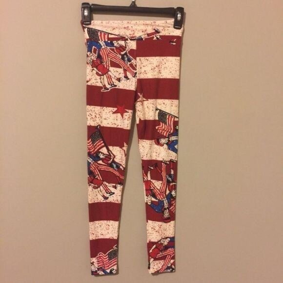 LuLaRoe Tween 2017 Americana‎ July 4h Leggings - Picture 1 of 4